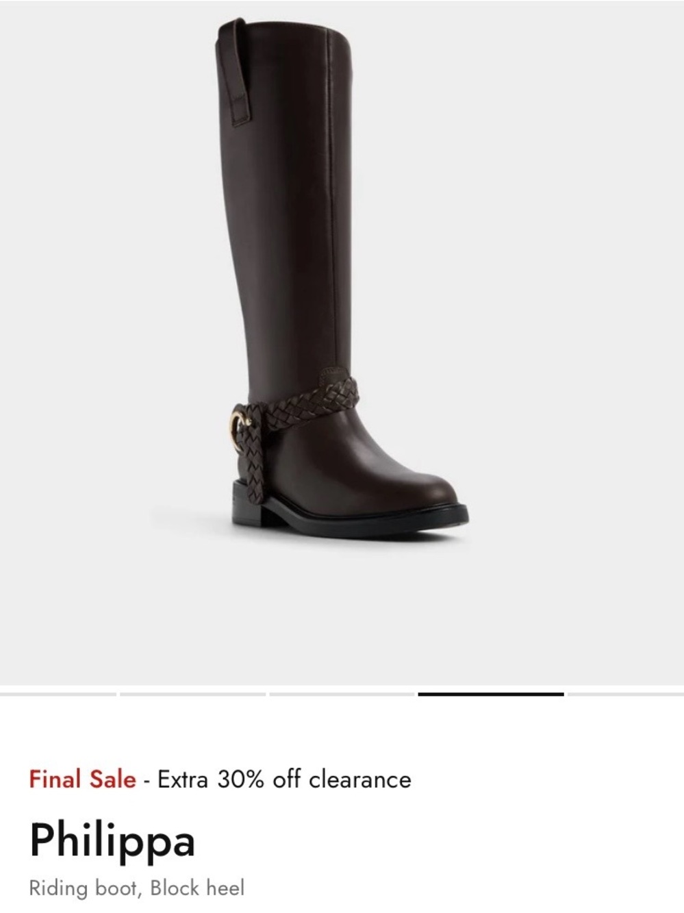 New Aldo Philippa Leather Dark Brown Riding Boot Size 8.5